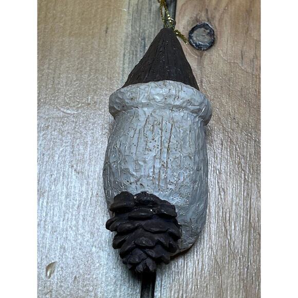 Santa Head 4.5 in Faux Wood Pine Cone Primitive Folk Christmas Holiday Ornament - Picture 5 of 6